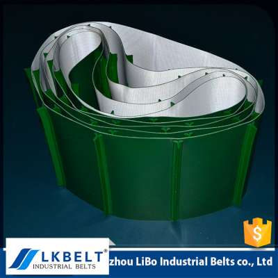 Trade assurance Modular Plastic PU cleated conveyor belt with baffle plate